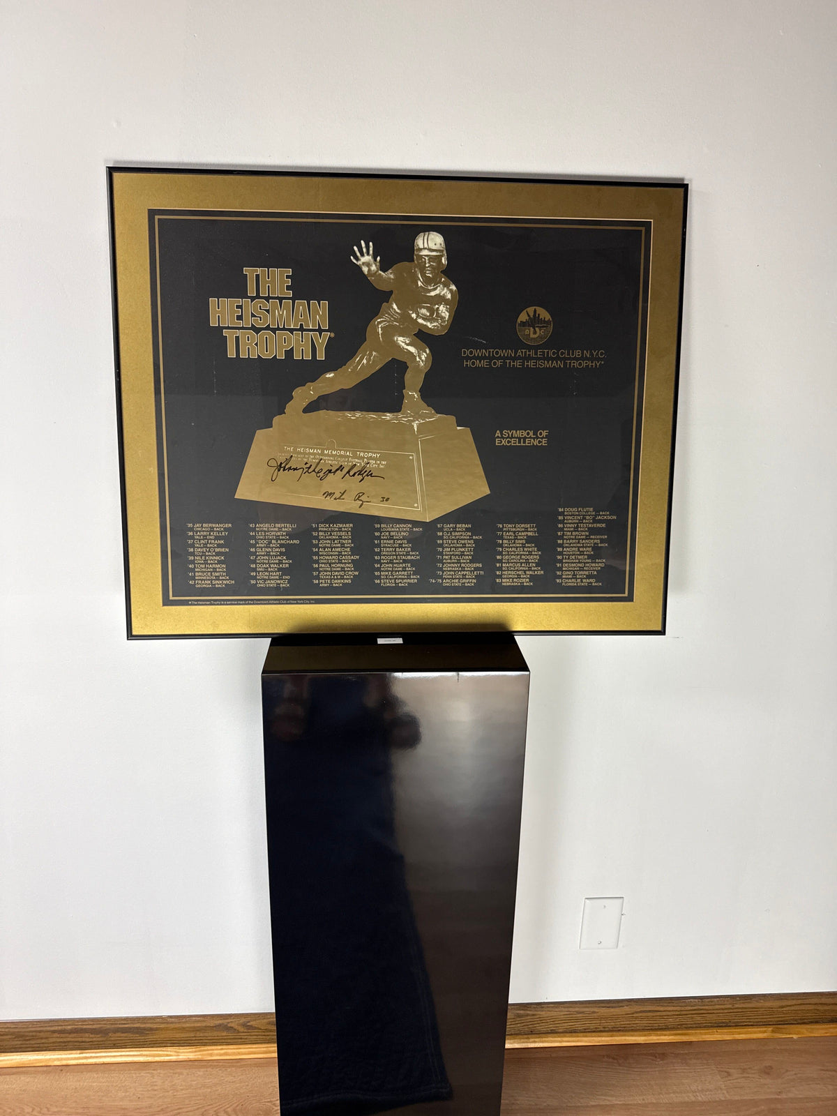 Heisman Trophy Print — Signed by Johnny Rodgers and Mike Rozier