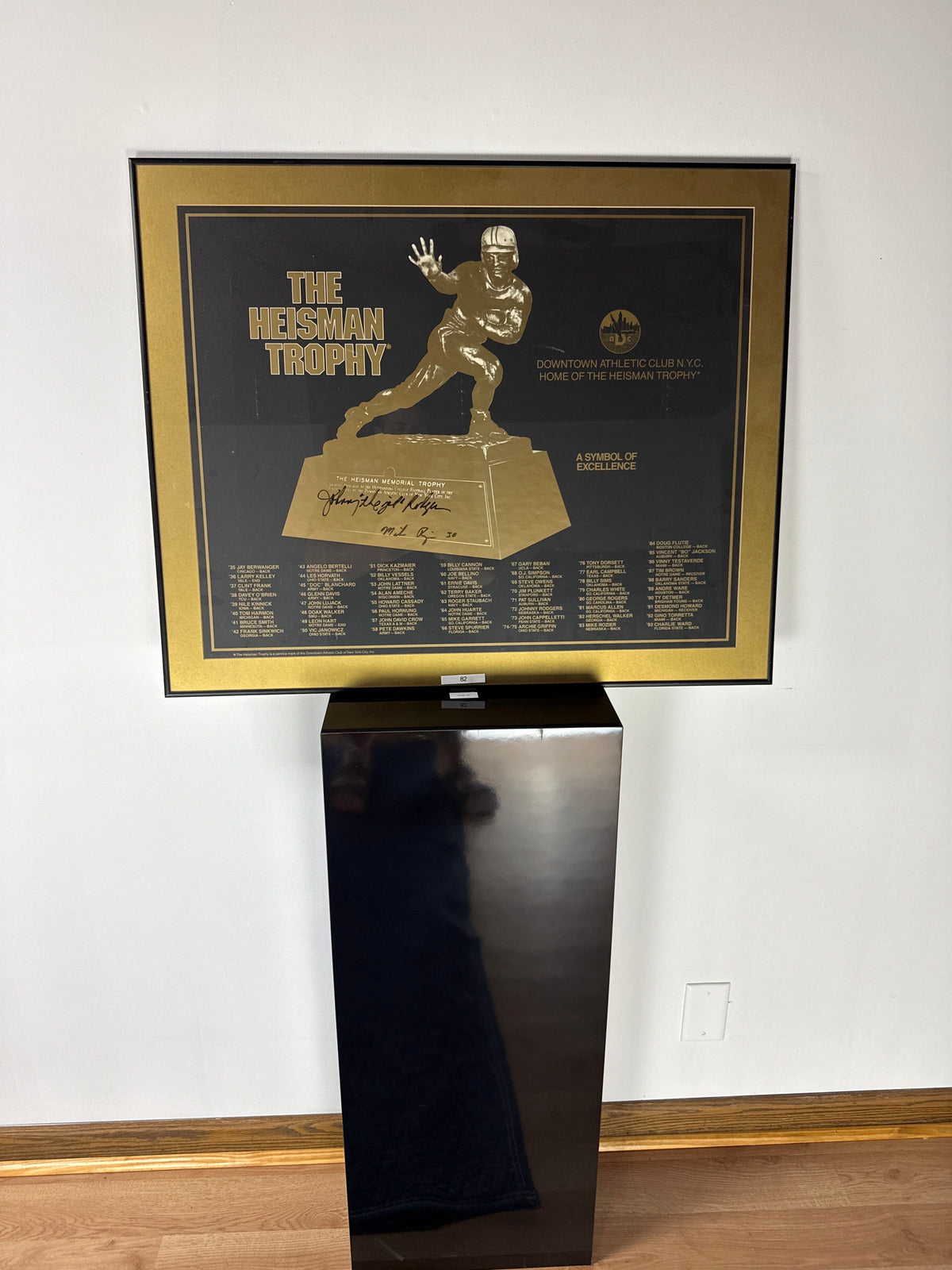 Heisman Trophy Print — Signed by Johnny Rodgers and Mike Rozier